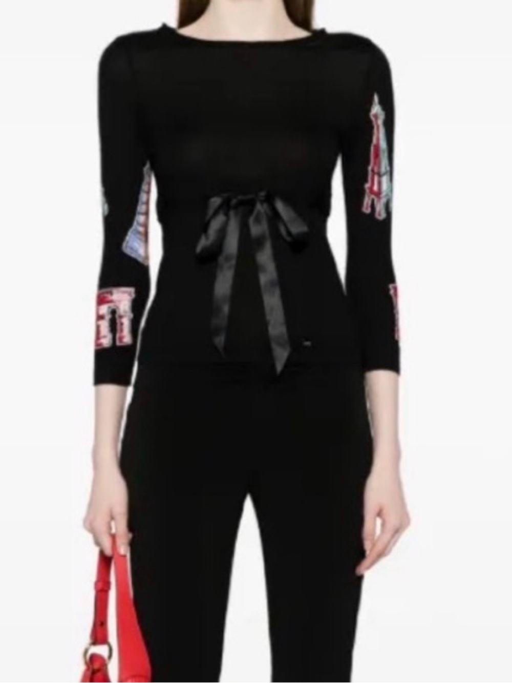 Authentic Chanel Vintage 2006 Cruise Black Cashmere Silk Novelty Ribbon Sweater